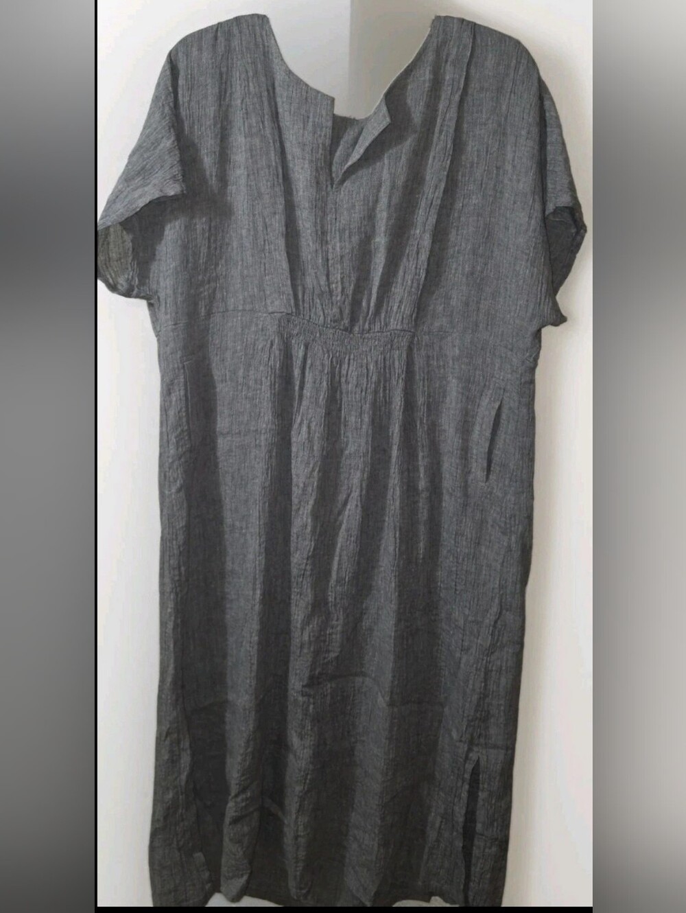 POETRY 100% Linen Sz 18 US  Charcoal Gray Textured Linen-Blend Midi Dress